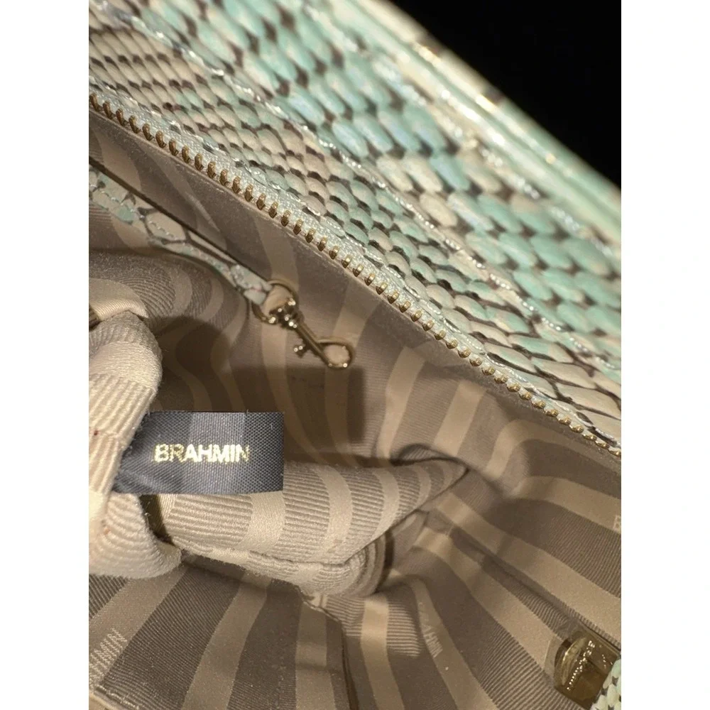 Brahmin Harrison Carryall Python Opal Green Seville Leather Bag